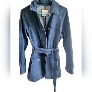 bagatelle Dark Blue Denim Belted Jean Jacket